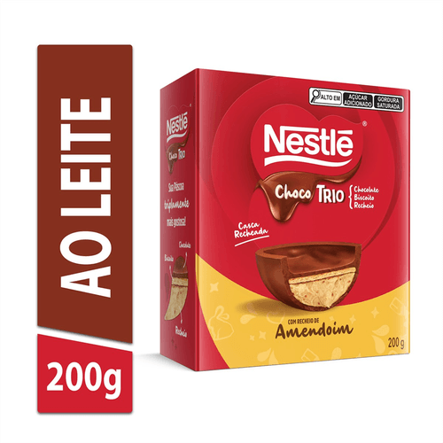 Ovo de Páscoa Nestlé ChocoTrio com Recheio de Amendoim 200g