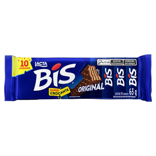 Wafer Cobertura Chocolate Lacta Bis 63g