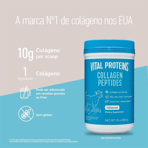 Colágeno Vital Proteins Collagen Peptides Original Sem Sabor 284g