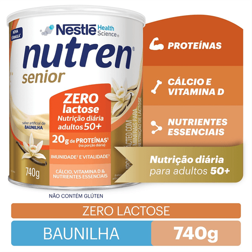 Complemento Alimentar Nutren Senior Zero Lactose Baunilha 740g