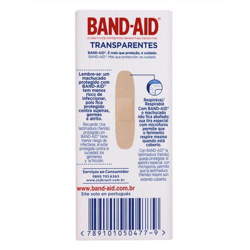 Curativo Band-Aid Transparente Com 10 Unidades
