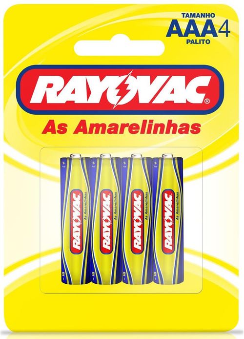 Pilha Rayovac As Amarelinhas AAA Palito com 4 unidades