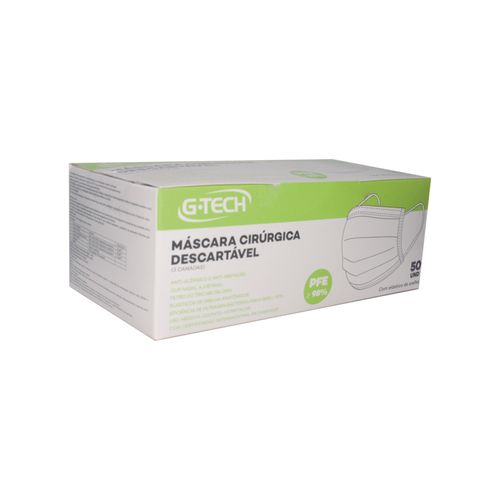 Máscara Cirúrgica Descartável 3 Camadas G-Tech com 50 Unidades