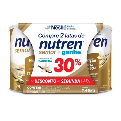 Kit Complemento Alimentar Nutren Senior Baunilha 1,48kg Ganhe 30% de Desconto na Segunda Lata