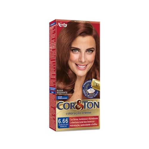 Tintura Creme Cor&Ton Mini Kit 6.66 Louro Escuro Vermelho