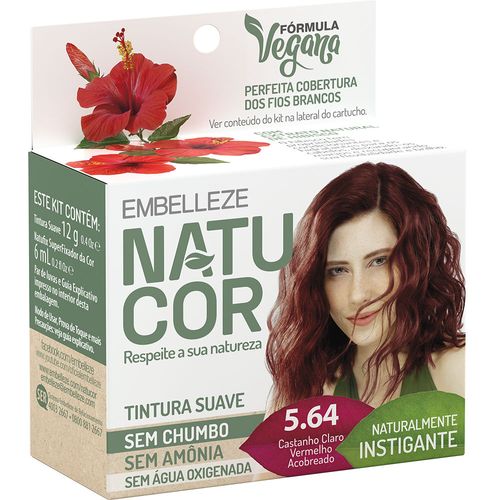 Tintura em Pó Natucor 5.64 Castanho Claro Vermelho Acobreado