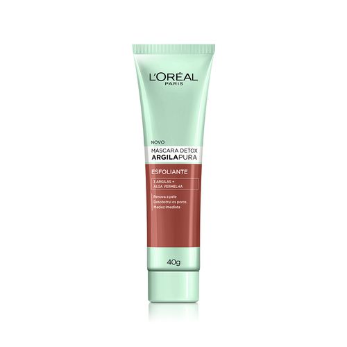 Máscara Detox L'oréal Argila Pura esfoliante 40g