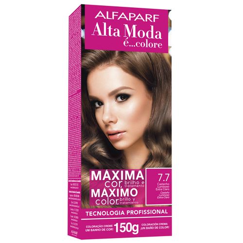 Tintura Creme Altamoda 7.7 Castanho Luminoso Extra Claro Kit 150g