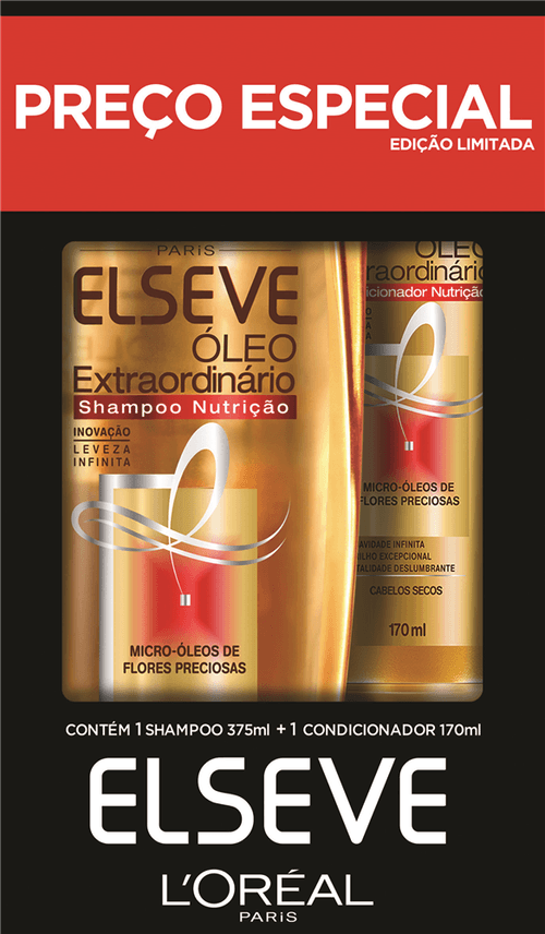 Kit Shampoo 375ml + Condicionador 170ml Elseve Óleo Extraordinário