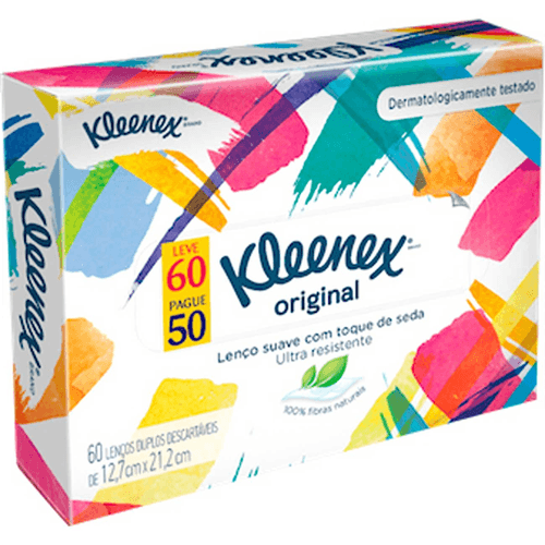 Lenço de Papel Kleenex Box Leve 60 Pague 50 Unidades