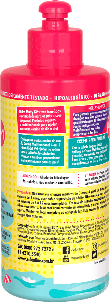 Creme Multifuncional Salon Line Hidra Multy Kids 4 em 1 300ml