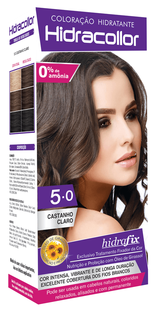 Tintura Creme Kit Hidracollor Castanho Claro 5.0