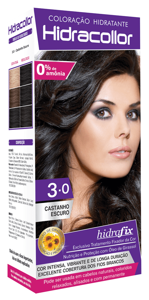 Tintura Creme Kit Hidracollor Castanho Escuro 3.0
