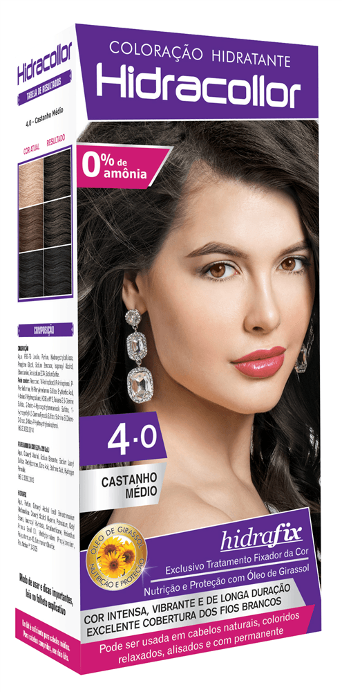 Tintura Creme Kit Hidracollor Castanho Médio 4.0