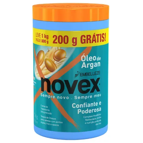 Creme de Tratamento Novex Óleo de Argan Leve 1kg Pague 800g