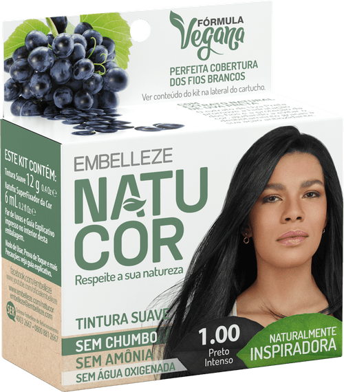 Tintura em Pó Natucor Tucuma 1.00 Preto Intenso