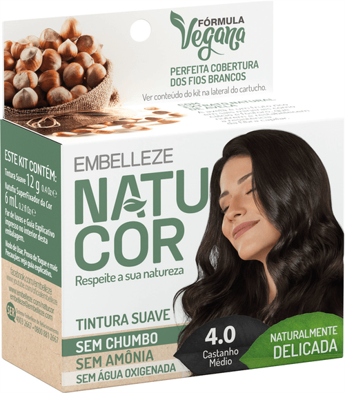 Tintura em Pó Natucor 4.0 Castanho Médio