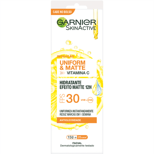 Hidratante Facial Garnier Skin Active Uniform & Matte 12h FPS30 15g
