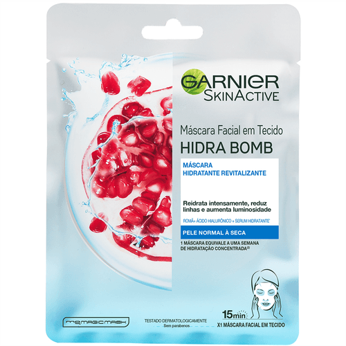 Máscara Facial em Tecido Garnier Skin Active Hidra Bomb Pele Normal à Seca 32g