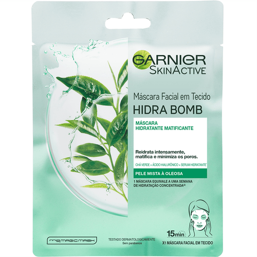 Máscara Facial em Tecido Garnier Skin Active Hidra Bomb Pele Mista à Oleosa 32g