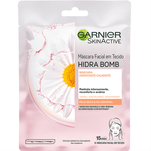 Máscara Facial em Tecido Garnier Skin Active Hidra Bomb Pele Seca e/ou Sensível 32g