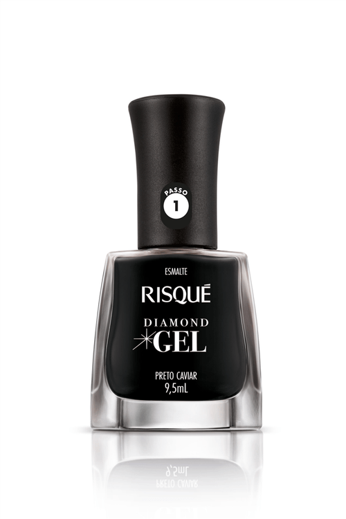 Esmalte Cremoso Risqué Diamond Gel Preto Caviar 9,5ml