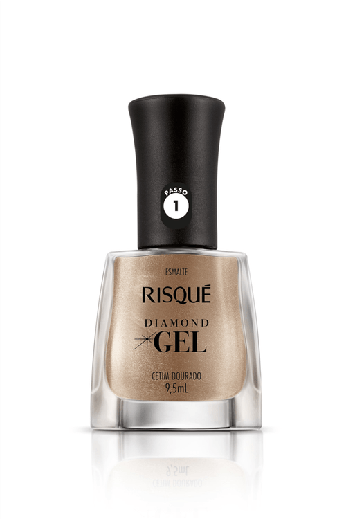 Esmalte Metálico Risqué Diamond Gel Cetim Dourado 9,5ml