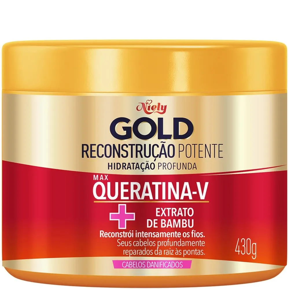 Creme de Tratamento Niely Gold Reconstrução Potente Queratina-V +