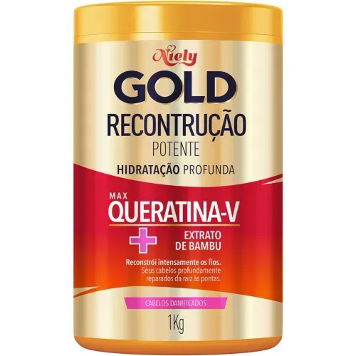 Creme de Tratamento Niely Gold Reconstrução Potente Max Queratina-V + Extrato de Bambu 1kg