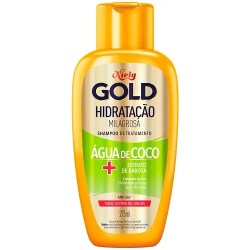 Shampoo Niely Gold Hidratação Milagrosa Água de Coco + Extrato de Babosa 275ml