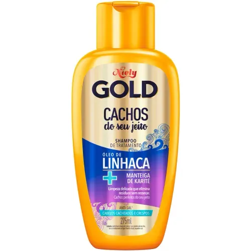 Shampoo Niely Gold Cachos do Seu Jeito Óleo de Linhaça + Manteiga de Karité 275ml