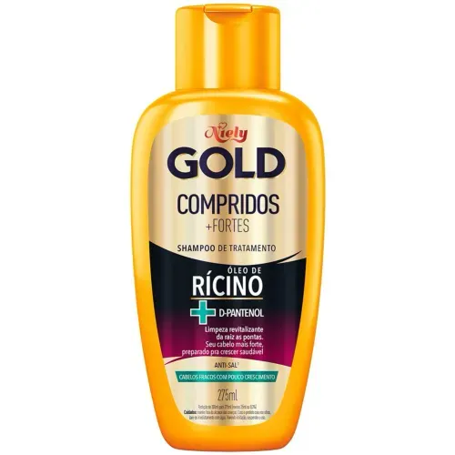 Shampoo Niely Gold Compridos +Fortes Óleo de Rícino + D-Pantenol 275ml