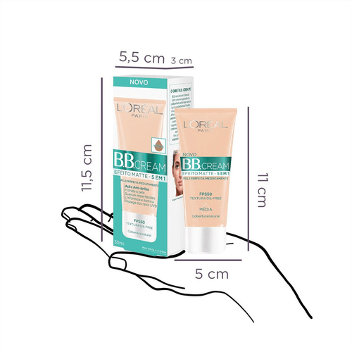 Base BB Cream L'oréal Efeito Matte 5 em 1 FPS50 Média 30ml