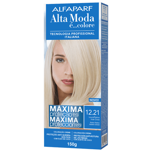 Tintura Creme Altamoda 12.21 Louro Platina Irisé Cinza Kit 150g