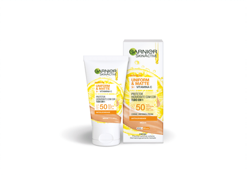 Hidratante Facial Garnier Skin Active Uniform & Matte Media FPS 50 40g