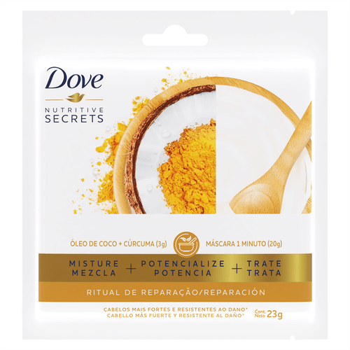 Máscara de Tratamento Dove 1 Minuto Óleo de Coco e Curcuma 23g
