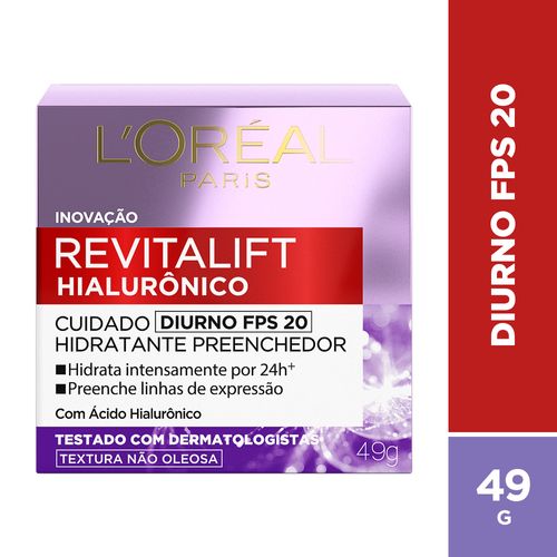 Creme Facial L'oréal Revitalift Hialurônico Diurno FPS20 49g