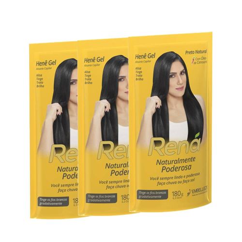 Henê Gel Rená Pouch Preto Natural Leve 3 Pague 2 180g