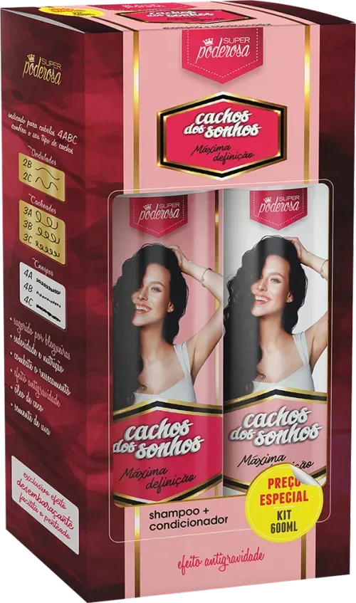 Kit Shampoo + Condicionador Probelle Super Poderosa Cachos dos Sonhos 300ml