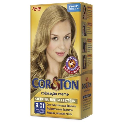 Tintura Creme Cor&Ton Mini Kit 9.1 Louro Cinza Extra Claro