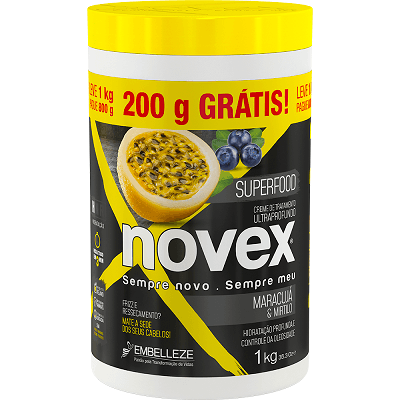 Creme de Tratamento Novex Superfood Maracujá & Mirtilo 1KG Grátis 200G