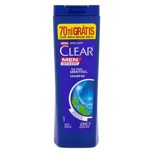 Shampoo Anticaspa Clear Men Ice Cool Menthol Leve 400ml Pague 330ml