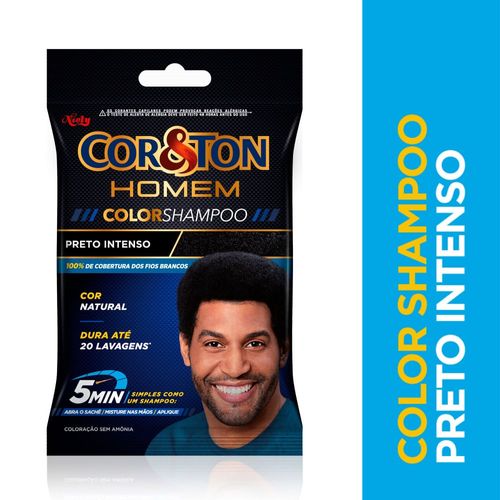 Shampoo Tonalizante Homem Color Cor&Ton 1.0 Preto Intenso