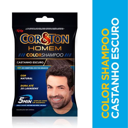 Shampoo Tonalizante Homem Color Cor&Ton 3.0 Castanho Escuro
