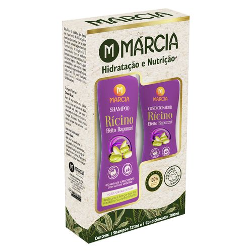 Kit Shampoo 325ml + Condicionador 200ml Márcia Concentrados Bomba de Força e Crescimento Óleo de Ricino