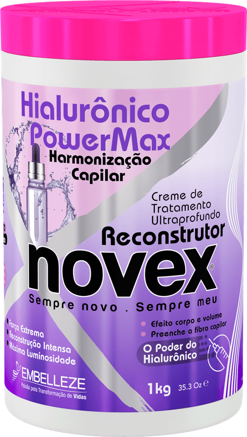 Creme de Tratamento Novex Hialurônico Power Max Condicionante Harmonização Capilar 1kg