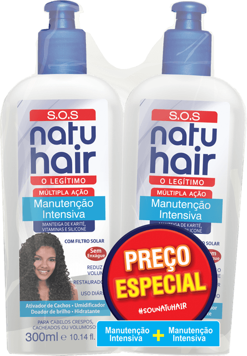 Kit Manutenção Intensiva Natu Hair S.O.S 300ml com 2 unidades oferta especial