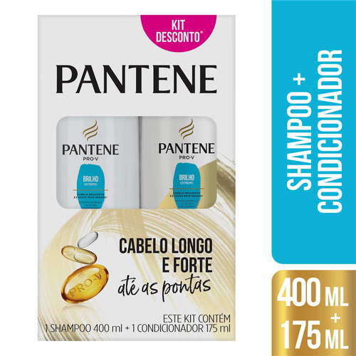 Kit Pantene Shampoo 400ml + Condicionador 175ml Brilho Extremo