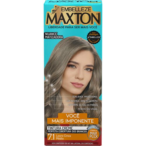 Tintura Creme Maxton Você Mais Imponente 7.1 Louro Cinza Médio
