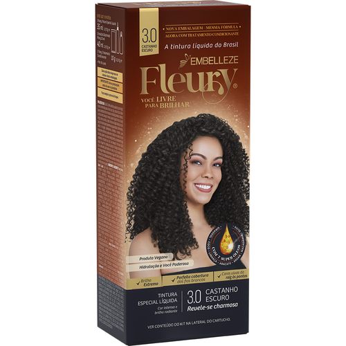 Tintura Líquida Embelleze Fleury 3.0 Castanho Escuro